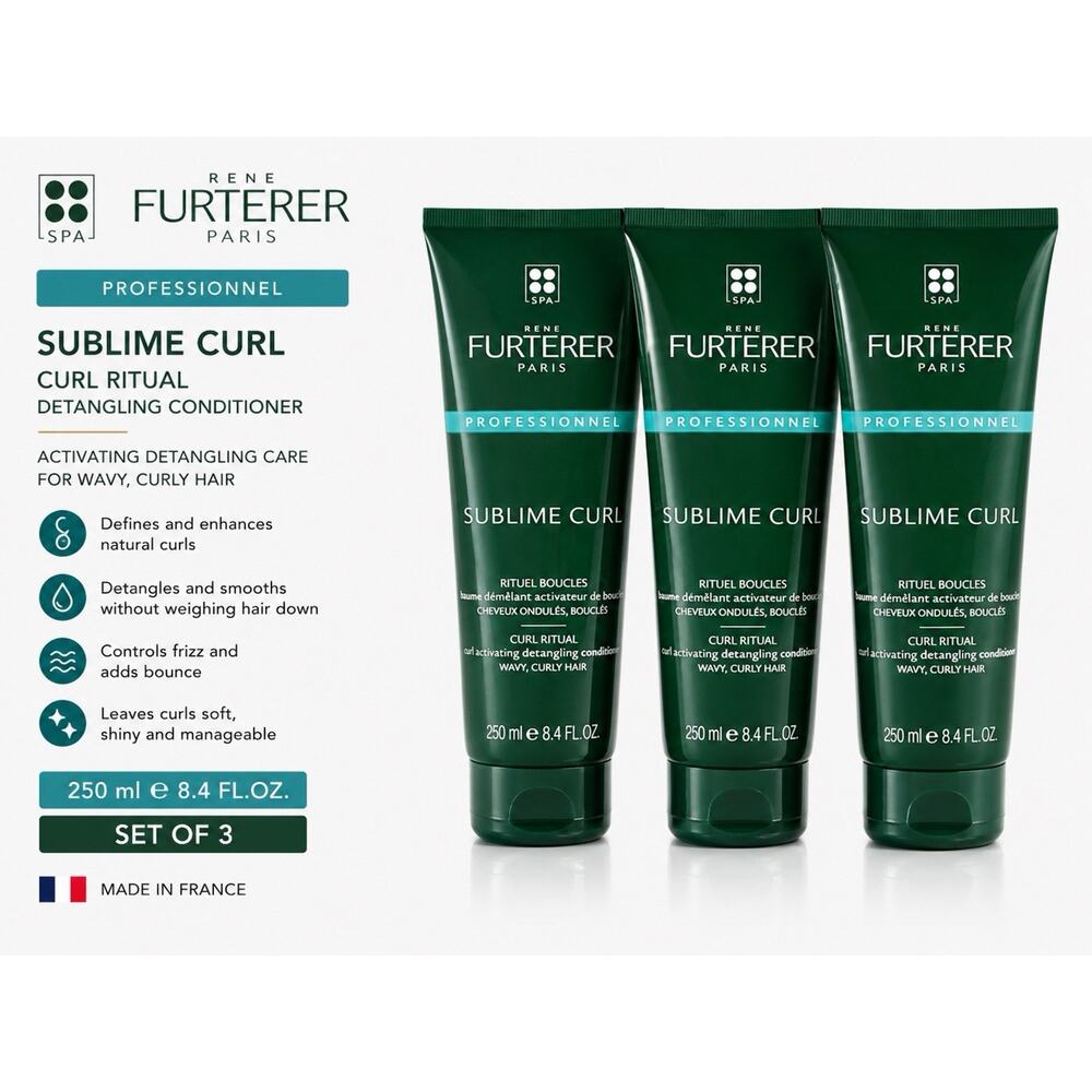 Rene Furterer Sublime Curl Conditioner 250ml 8.4 Fl.Oz Set of 3 Curly Hair